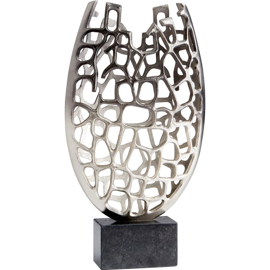 Blossoming Laurel Sculpture by Cyan Design in nickel. Made from aluminum, stone in a modern style.