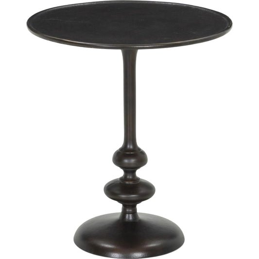 Marlow Matchstick Pedestal Table by Four Hands. Made from aluminum in a modern style.