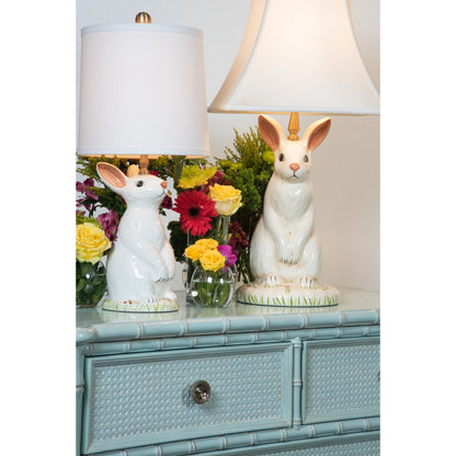 Dignified Rabbit Lamp by Wildwood in hand decorated. Made from ceramic, porcelain in a cottage & farmhouse style.