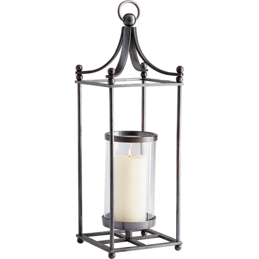 Foxboro Candleholder by Cyan Design in dark copper. Made from aluminum, glass in a modern style.