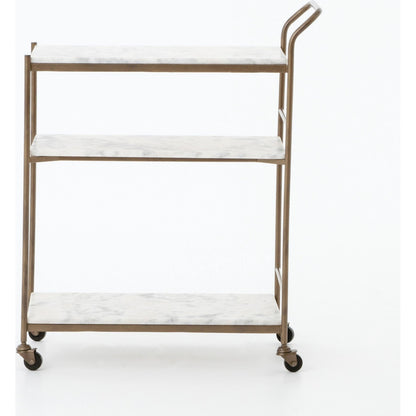Felix Bar Cart by Four Hands. Made from iron, solid marble in a transitional style.