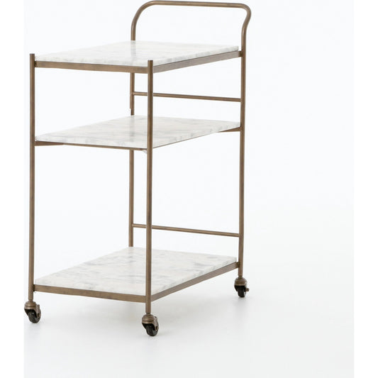 Felix Bar Cart by Four Hands. Made from iron, solid marble in a transitional style.