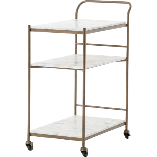 Felix Bar Cart by Four Hands. Made from iron, solid marble in a transitional style.