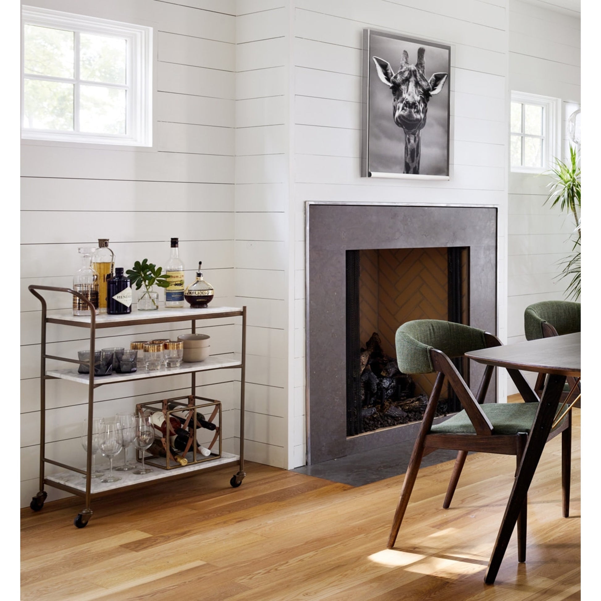 Felix Bar Cart by Four Hands. Made from iron, solid marble in a transitional style.