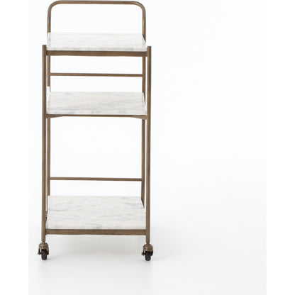 Felix Bar Cart by Four Hands. Made from iron, solid marble in a transitional style.