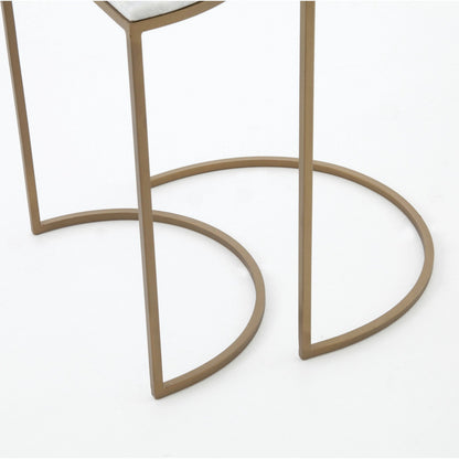 Ane Nesting Tables by Four Hands in matte brass and iron matte brass, white marble. Made from solid marble, iron in a modern style.