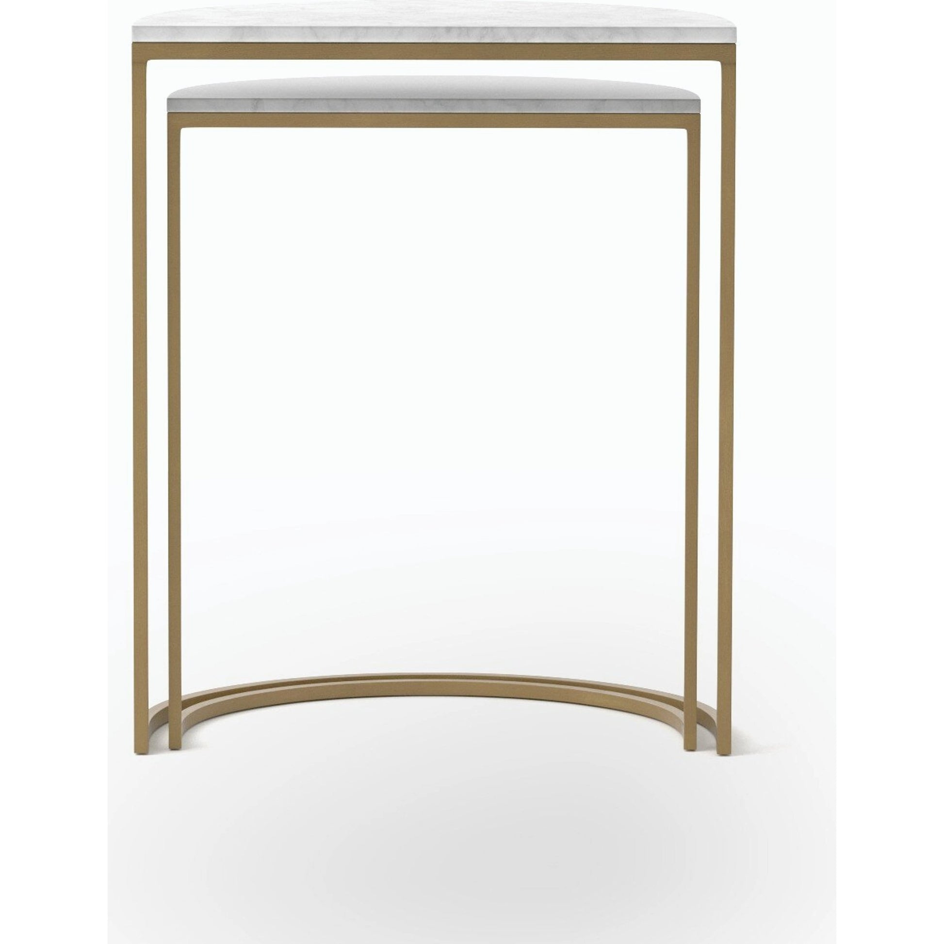 Ane Nesting Tables by Four Hands in matte brass and iron matte brass, white marble. Made from solid marble, iron in a modern style.