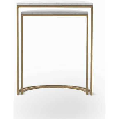 Ane Nesting Tables by Four Hands in matte brass and iron matte brass, white marble. Made from solid marble, iron in a modern style.