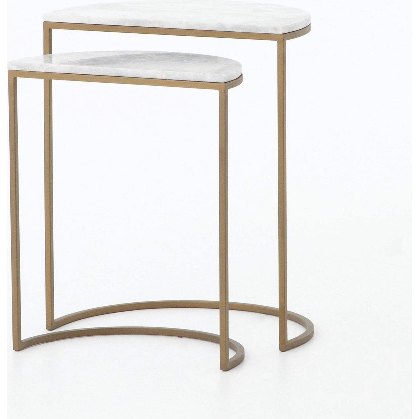 013 S-279147 | Additional Silo | Ane Nesting Tables by Four Hands in matte brass and iron matte brass, white marble. Made from solid marble, iron in a modern style.