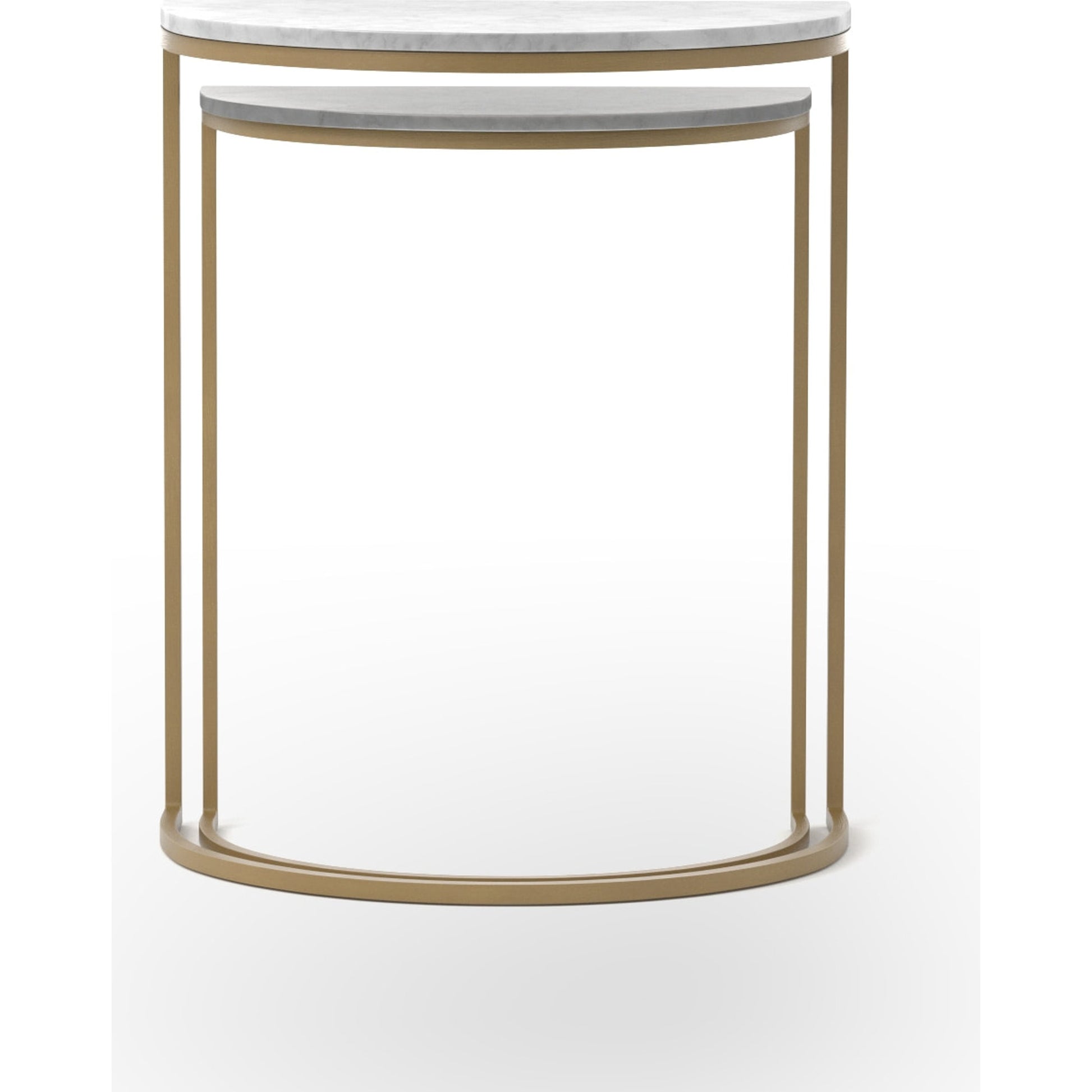 Ane Nesting Tables by Four Hands in matte brass and iron matte brass, white marble. Made from solid marble, iron in a modern style.