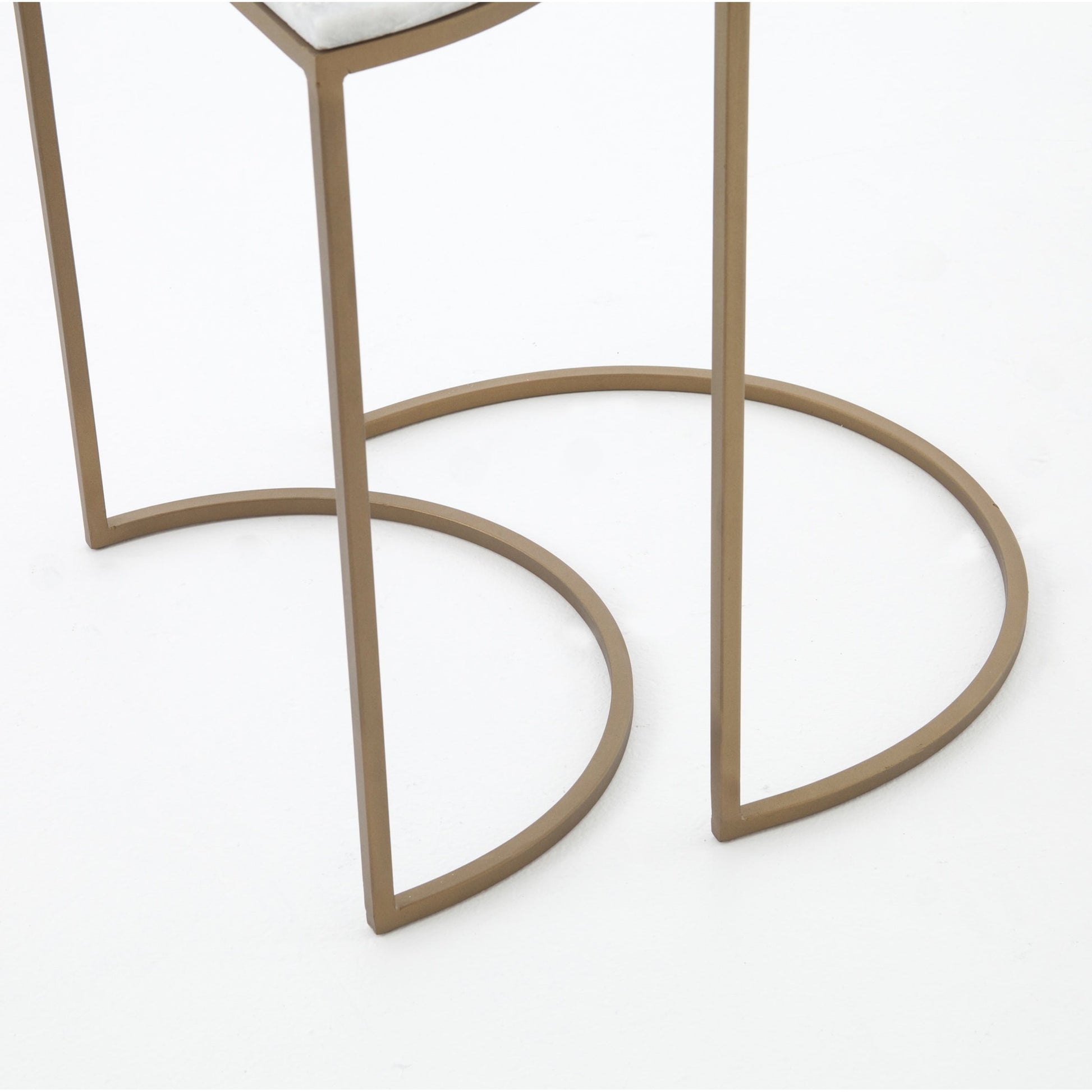 Ane Nesting Tables by Four Hands in matte brass and iron matte brass, white marble. Made from solid marble, iron in a modern style.