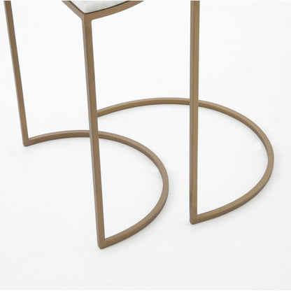 Ane Nesting Tables by Four Hands in matte brass and iron matte brass, white marble. Made from solid marble, iron in a modern style.