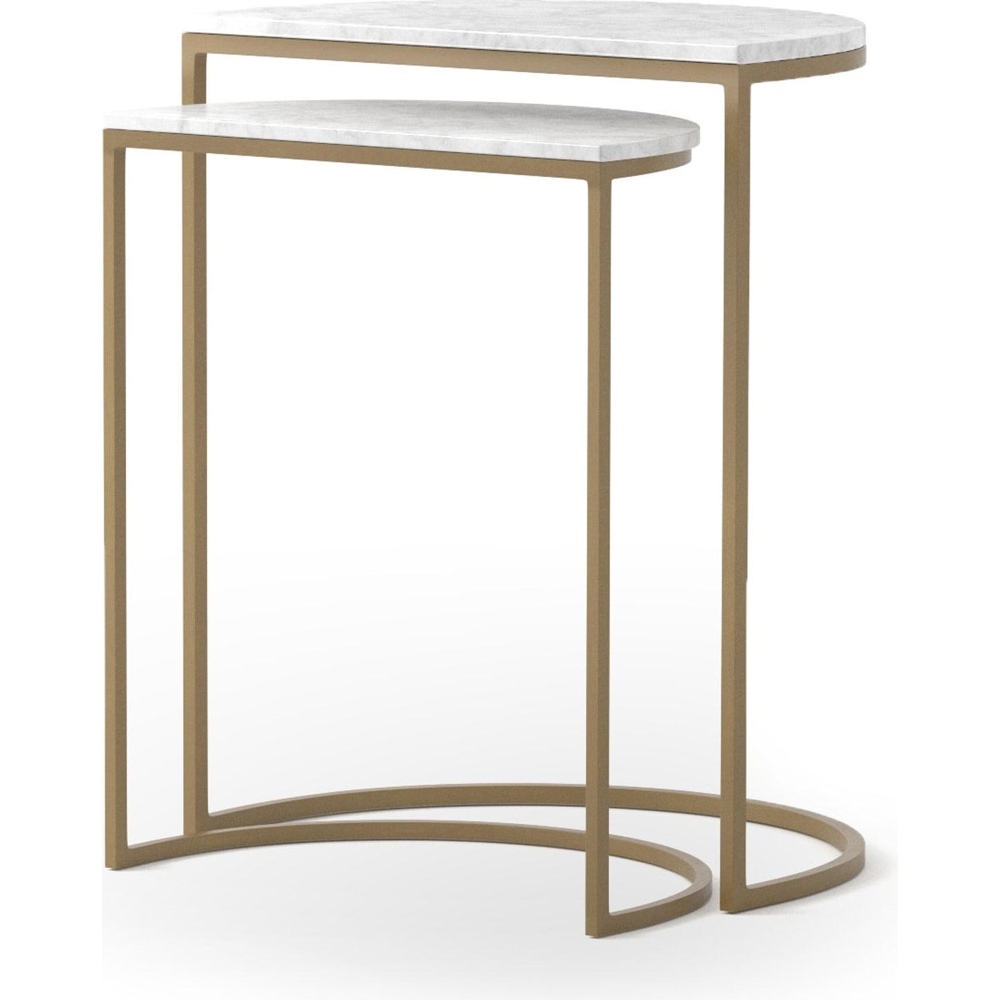 007 S-279147 | Additional Silo | Ane Nesting Tables by Four Hands in matte brass and iron matte brass, white marble. Made from solid marble, iron in a modern style.