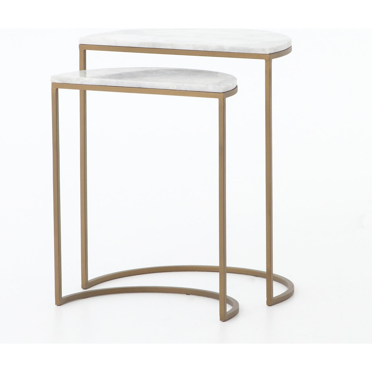 008 S-279147 | Additional Silo | Ane Nesting Tables by Four Hands in matte brass and iron matte brass, white marble. Made from solid marble, iron in a modern style.
