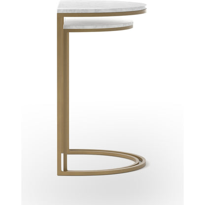 Ane Nesting Tables by Four Hands in matte brass and iron matte brass, white marble. Made from solid marble, iron in a modern style.