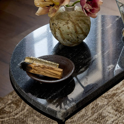 Ane Nesting Tables by Four Hands in iron matte brass, white marble. Made from solid marble, iron in a modern style.