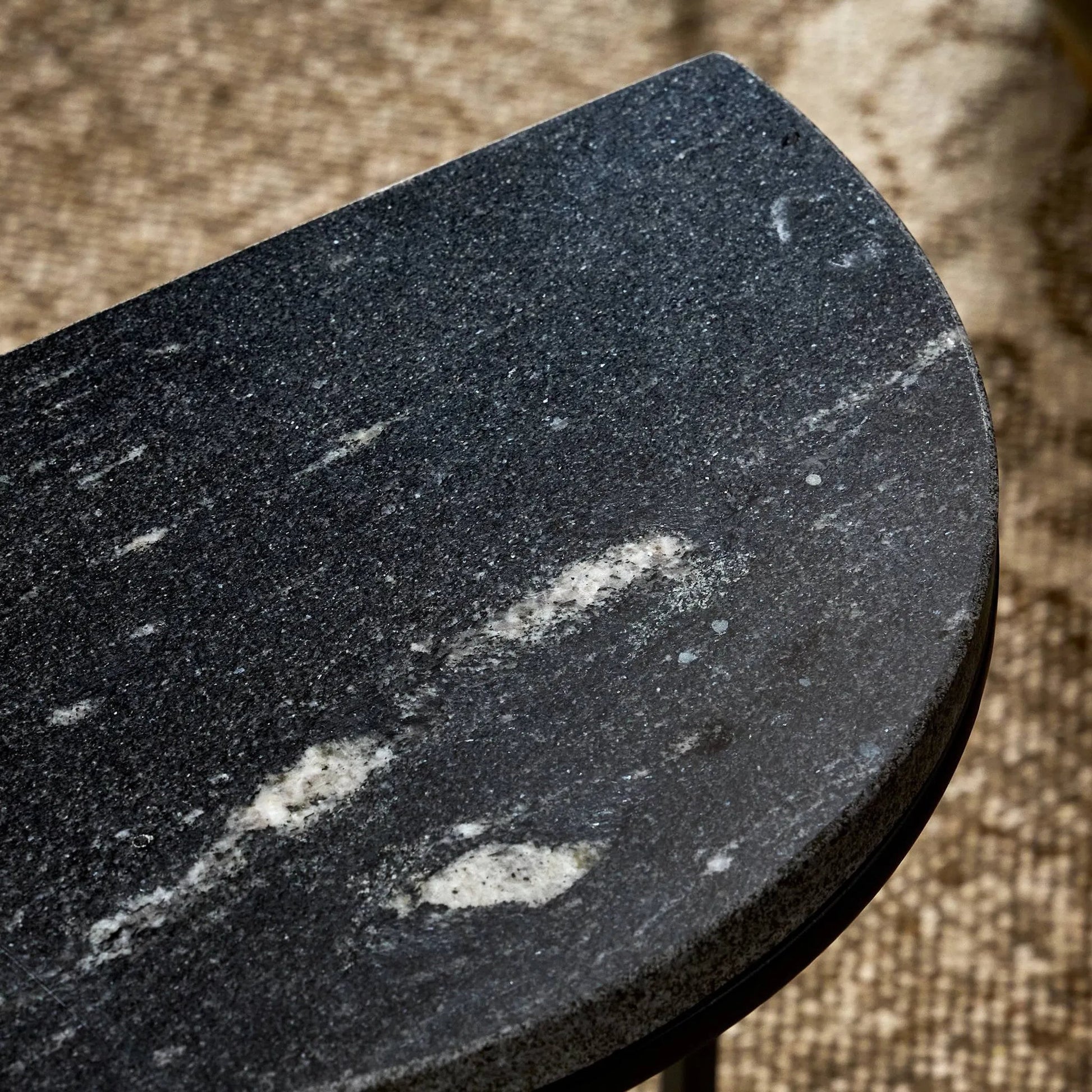 Ane Nesting Tables by Four Hands in iron matte brass, white marble. Made from solid marble, iron in a modern style.