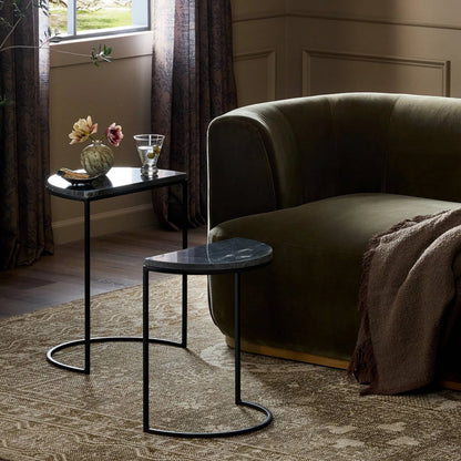 Ane Nesting Tables by Four Hands in iron matte brass, white marble. Made from solid marble, iron in a modern style.