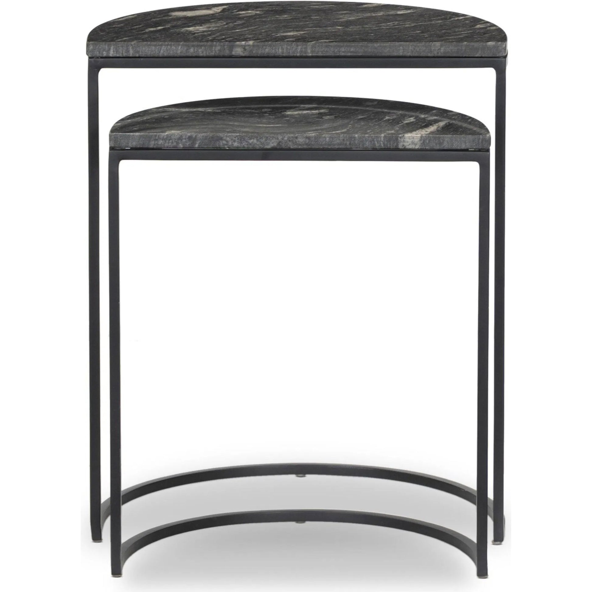 Ane Nesting Tables by Four Hands in iron matte brass, white marble. Made from solid marble, iron in a modern style.