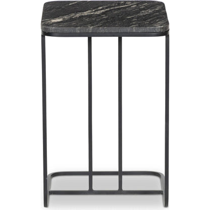 Adalley C Table by Four Hands in iron matte brass, polished white marble. Made from solid marble, iron in a modern style.
