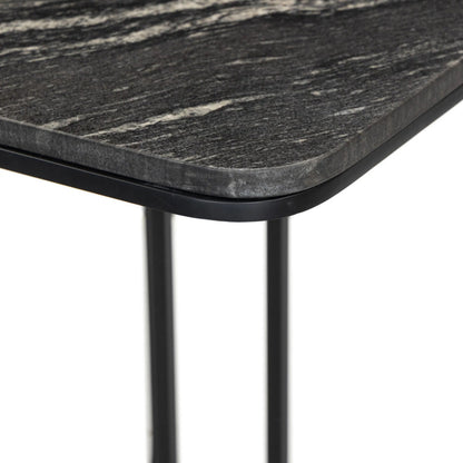 Adalley C Table by Four Hands in iron matte brass, polished white marble. Made from solid marble, iron in a modern style.