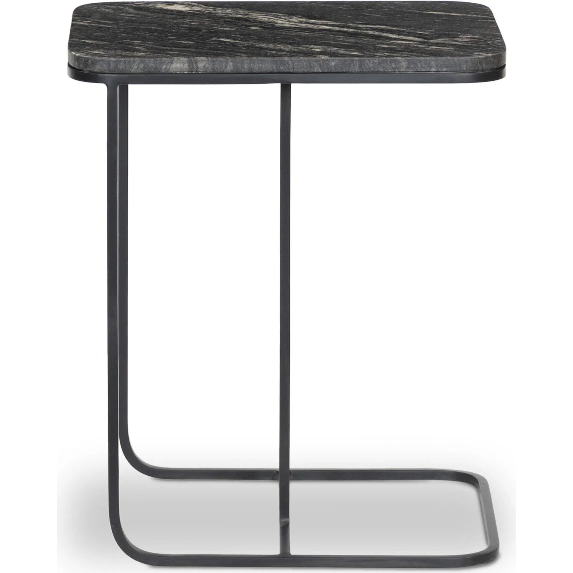 Adalley C Table by Four Hands in iron matte brass, polished white marble. Made from solid marble, iron in a modern style.