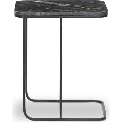 Adalley C Table by Four Hands in iron matte brass, polished white marble. Made from solid marble, iron in a modern style.