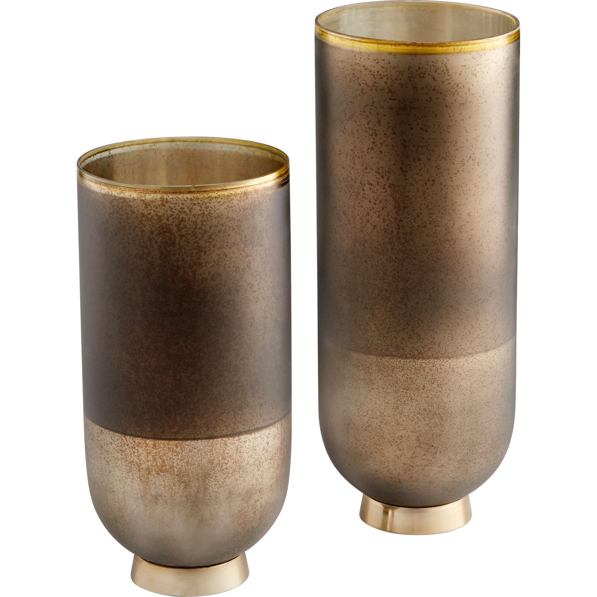 Pemberton Vase by Cyan Design in black onyx, champagne. Made from aluminum, glass in a modern style.