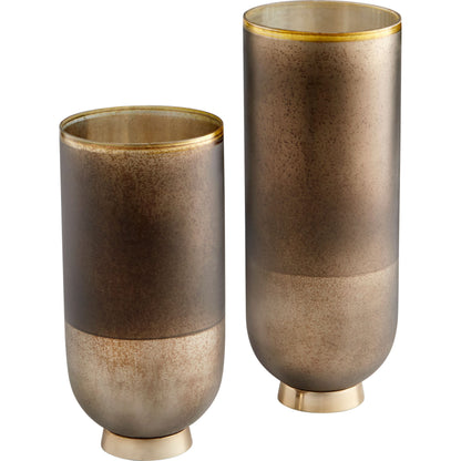 Pemberton Vase by Cyan Design in black onyx, champagne. Made from aluminum, glass in a modern style.