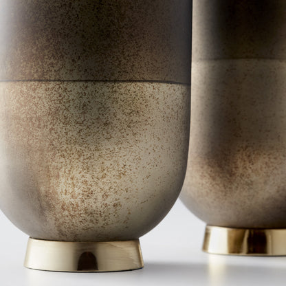 Pemberton Vase by Cyan Design in black onyx, champagne. Made from aluminum, glass in a modern style.