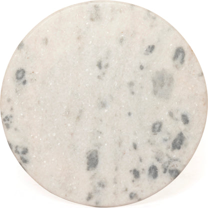 Lucy Side Table by Four Hands in carbon wash, white marble. Made from solid marble, iron, engineered hardwood in a modern style.