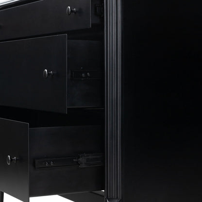 Lendon 3 Drawer Dresser by Four Hands in black. Made from iron in a modern style.