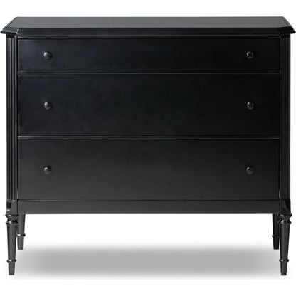 Lendon 3 Drawer Dresser by Four Hands in black. Made from iron in a modern style.
