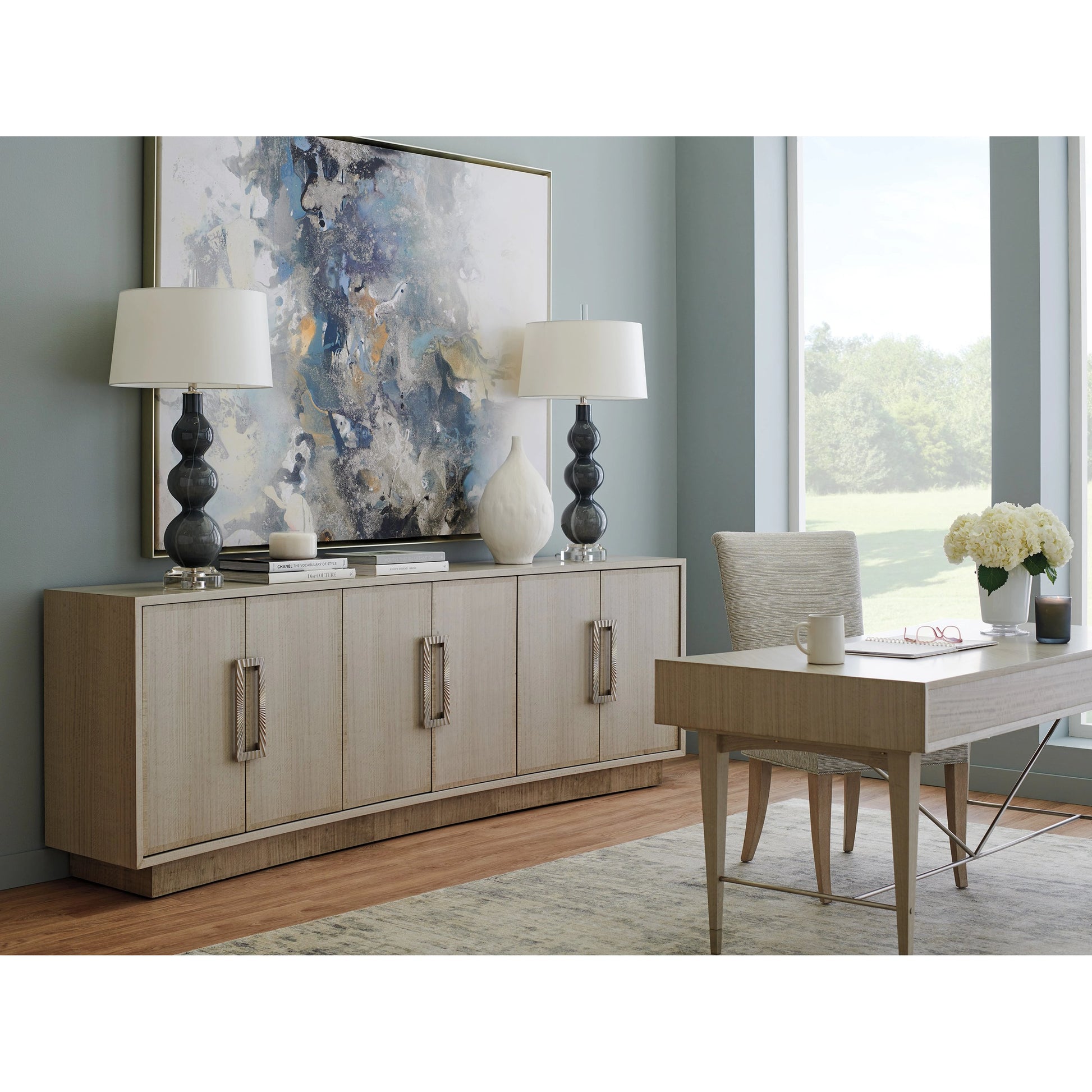 Donovan Long Media Console by Sligh in dove gray. Made from unique in a modern style.