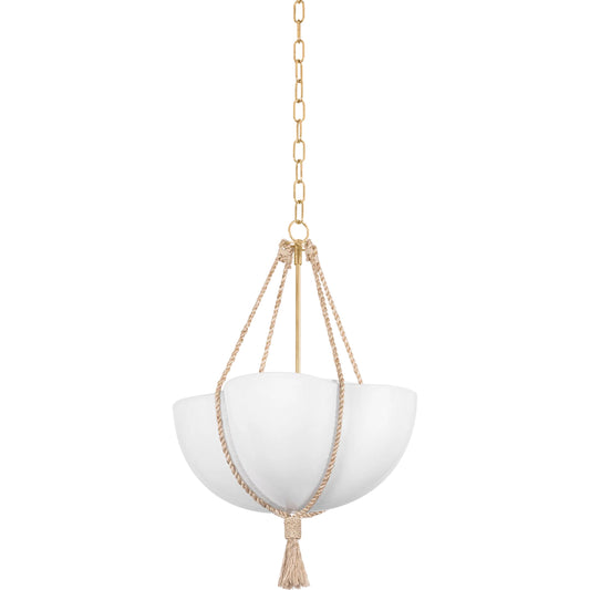 Amberley Pendant by Hudson Valley in vintage gold leaf. Made from iron in a modern style.