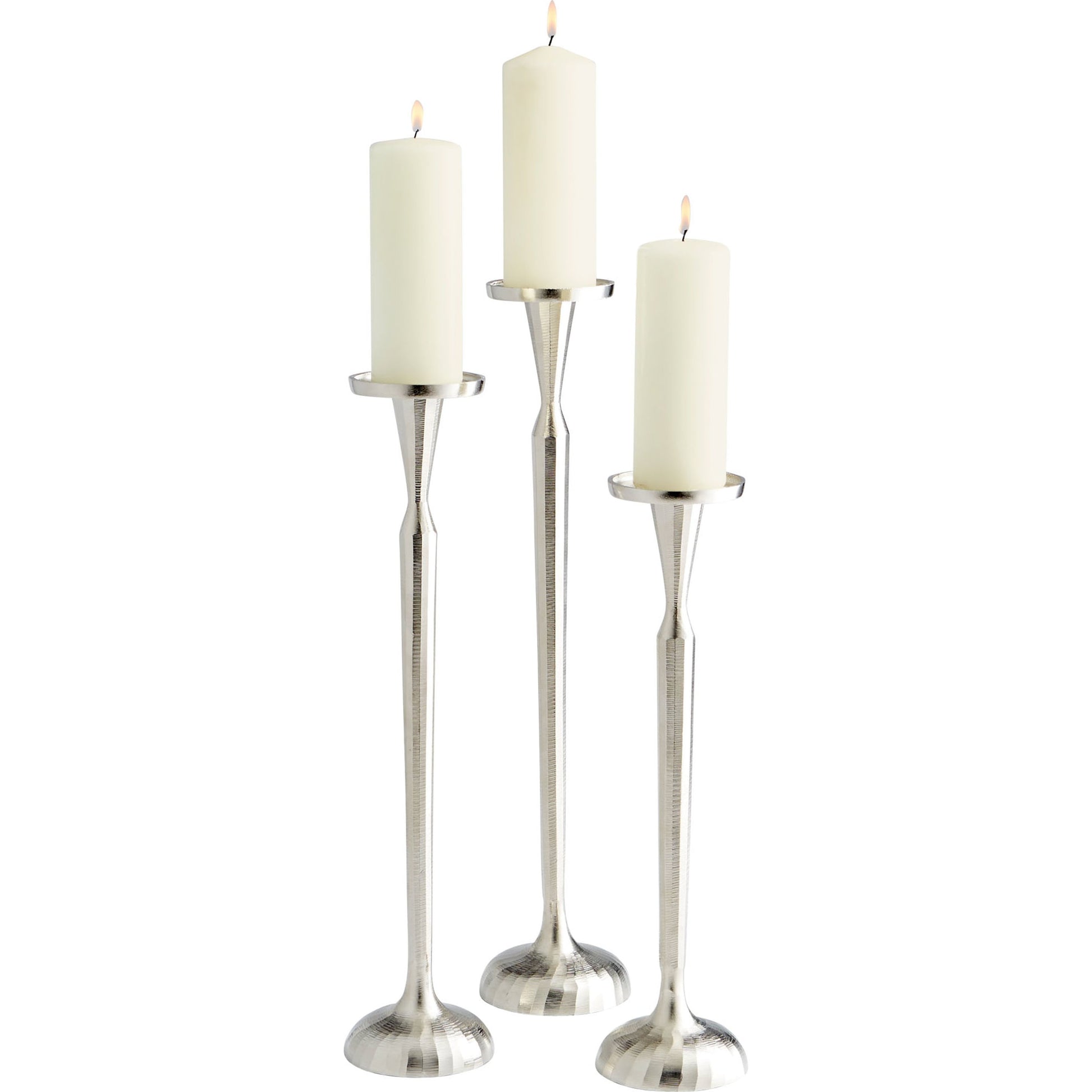 Reveri Candleholder by Cyan Design in nickel. Made from aluminum in a transitional style.