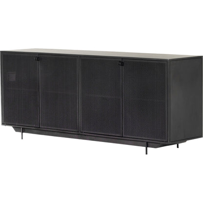 Hendrick Sideboard by Four Hands in black, perforated black and black. Made from iron in a modern style.