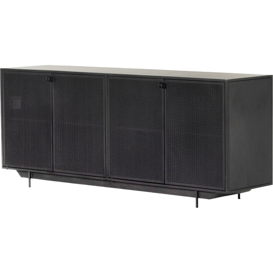 Hendrick Sideboard by Four Hands in black, perforated black and black. Made from iron in a modern style.