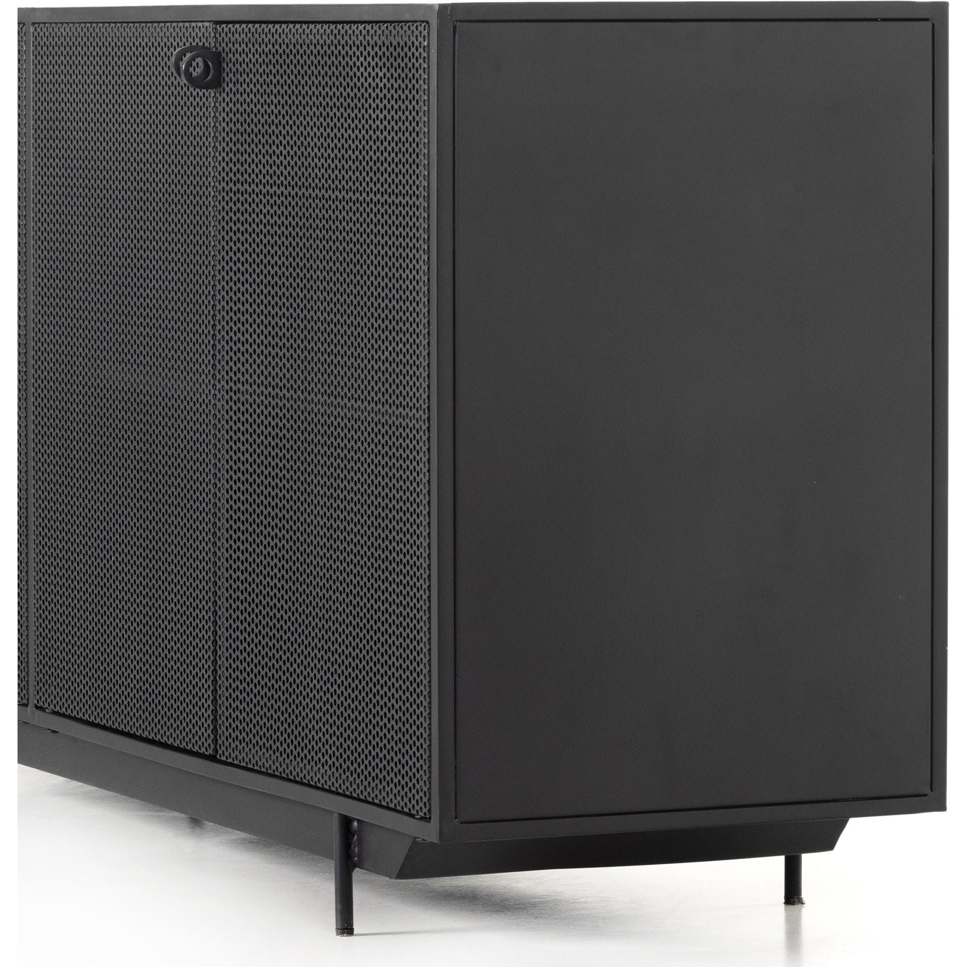 Hendrick Sideboard by Four Hands in black, perforated black and black. Made from iron in a modern style.