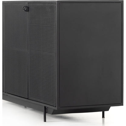 Hendrick Sideboard by Four Hands in black, perforated black and black. Made from iron in a modern style.