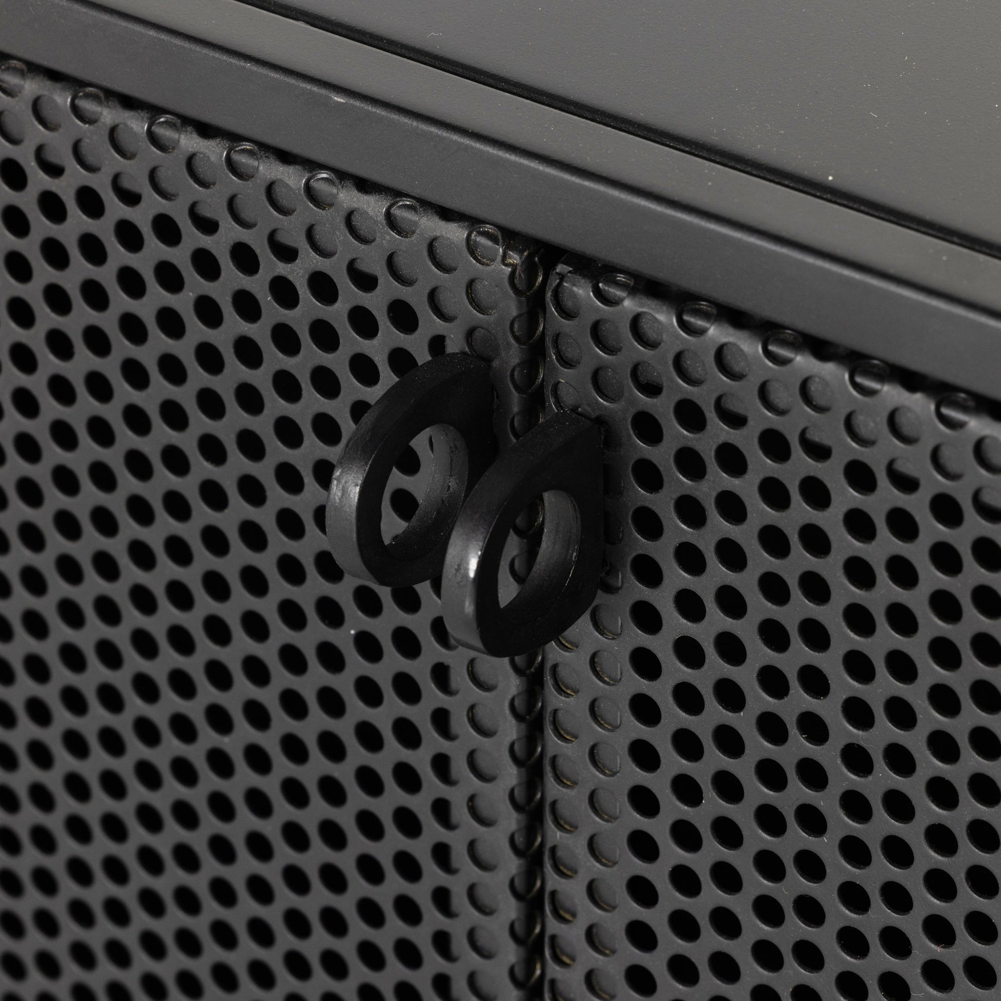 Hendrick Sideboard by Four Hands in black, perforated black and black. Made from iron in a modern style.