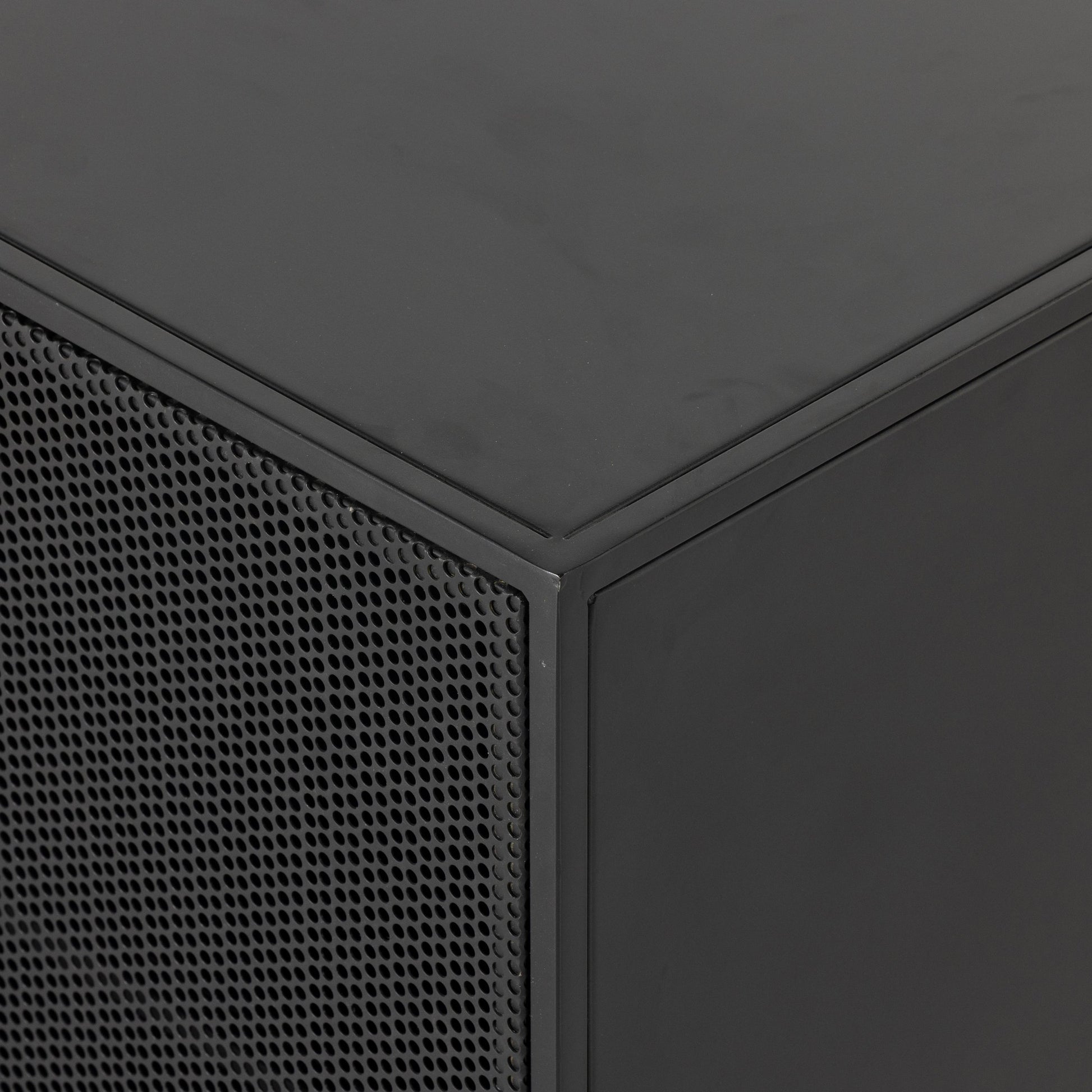 Hendrick Sideboard by Four Hands in black, perforated black and black. Made from iron in a modern style.