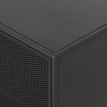 Hendrick Sideboard by Four Hands in black, perforated black and black. Made from iron in a modern style.