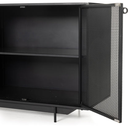 Hendrick Sideboard by Four Hands in black, perforated black and black. Made from iron in a modern style.