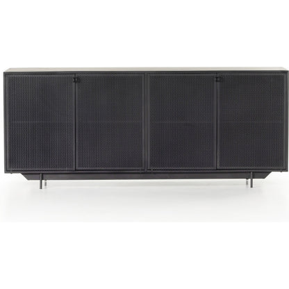 Hendrick Sideboard by Four Hands in black, perforated black and black. Made from iron in a modern style.