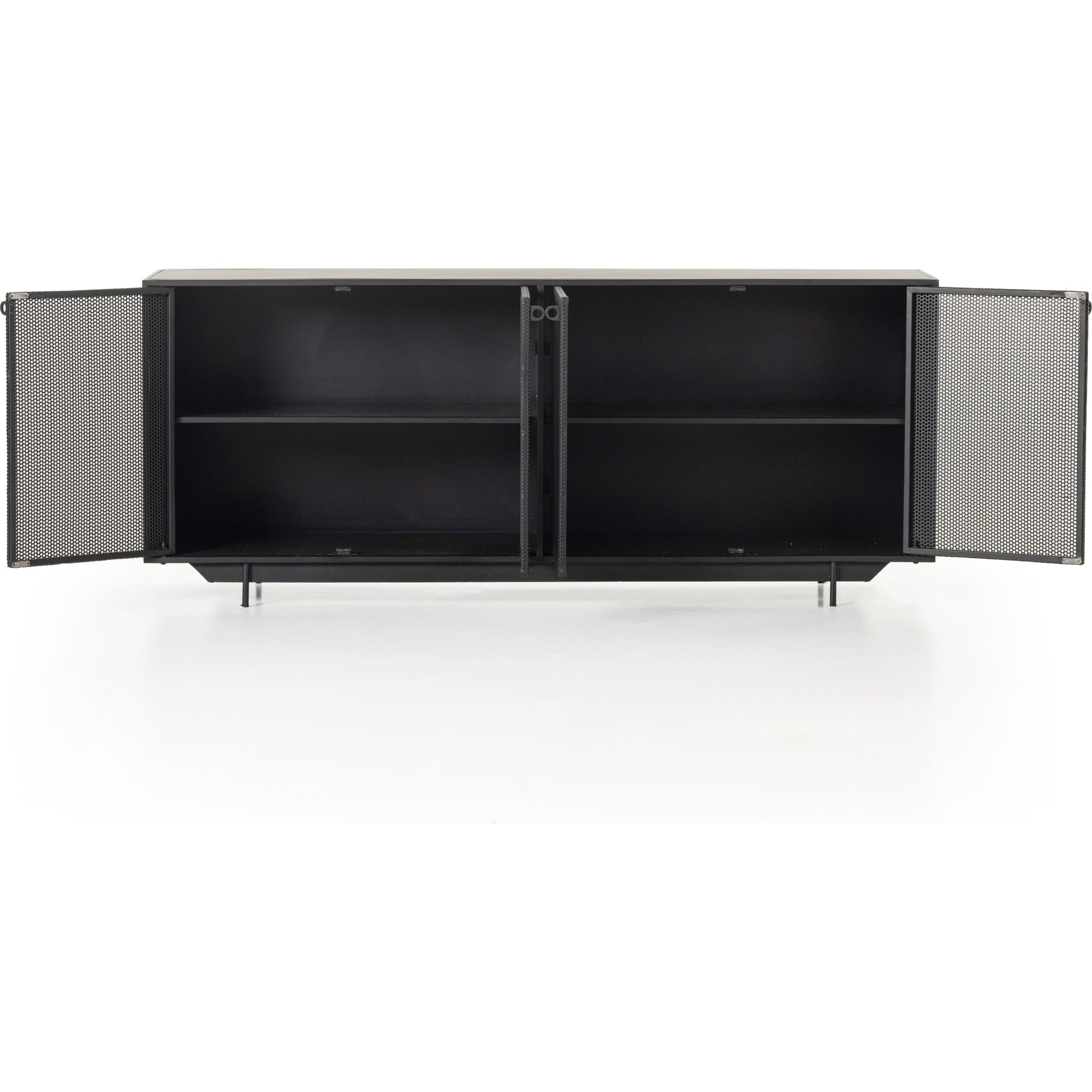 Hendrick Sideboard by Four Hands in black, perforated black and black. Made from iron in a modern style.