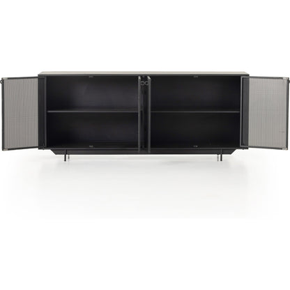 Hendrick Sideboard by Four Hands in black, perforated black and black. Made from iron in a modern style.