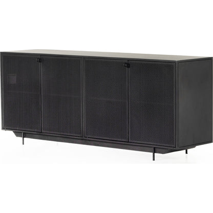 Hendrick Sideboard by Four Hands in black, perforated black and black. Made from iron in a modern style.