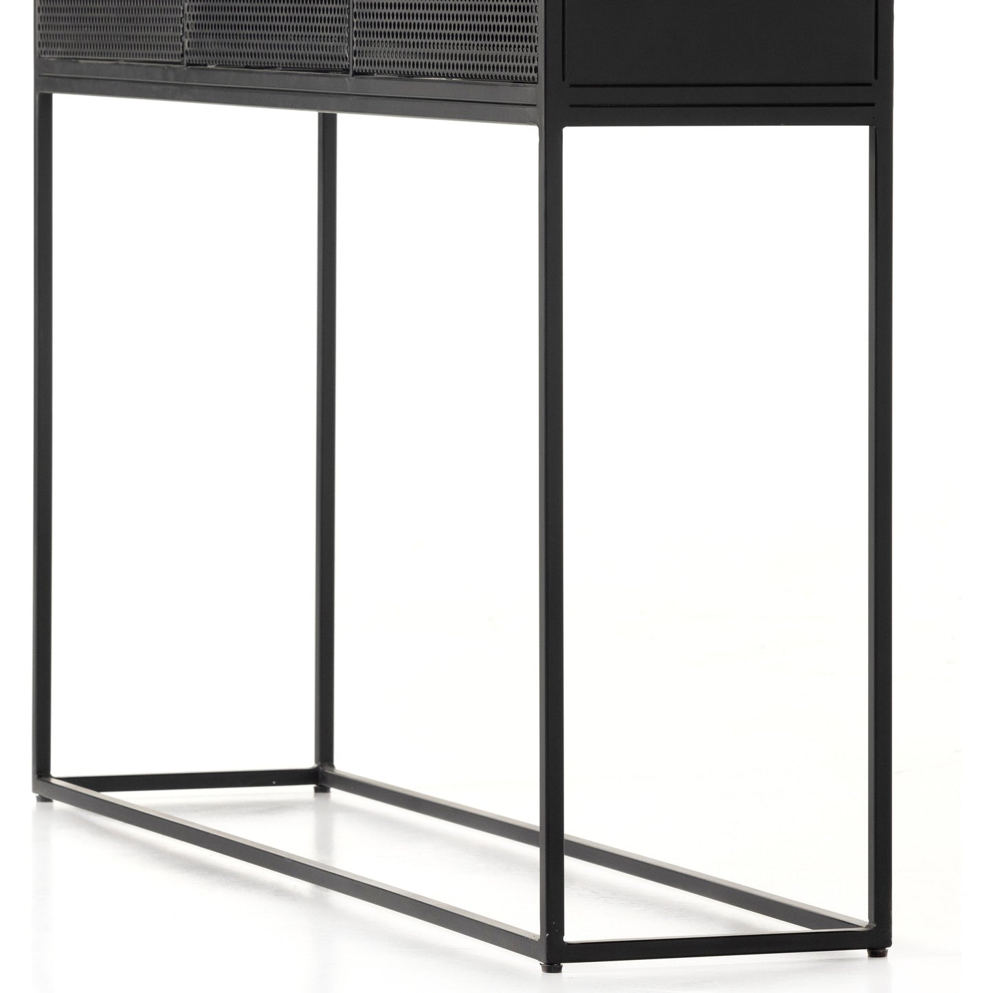 002 SI-1902198 | Additional Silo | Hendrick Console Table by Four Hands in black, perforated black and black. Made from iron in a modern style.