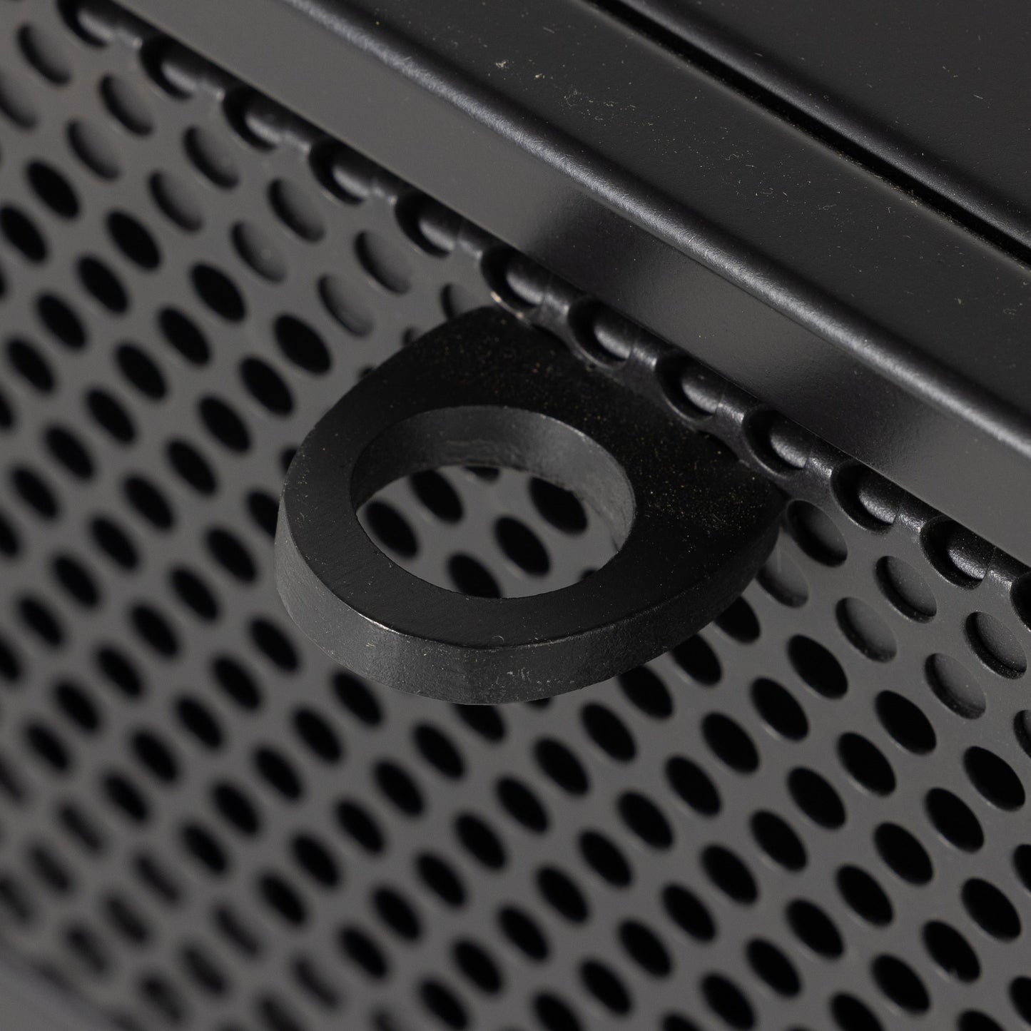 010 SI-1902198 | Additional Silo | Hendrick Console Table by Four Hands in black, perforated black and black. Made from iron in a modern style.